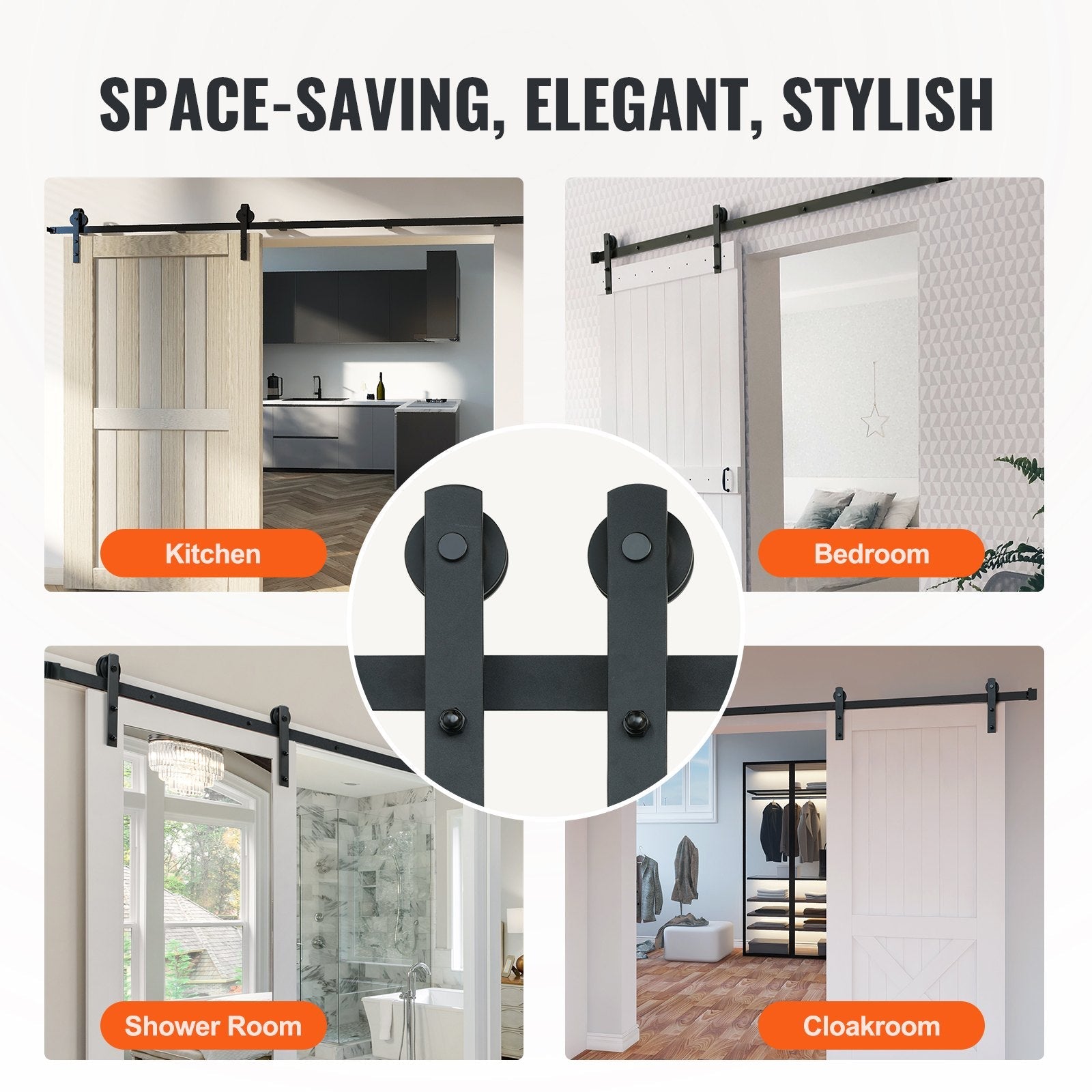 VEVOR 10FT Sliding Barn Door Hardware Kit, 330LBS Loading Heavy Duty Barn Door Track Kit for Single Door, Fit 4.6-5.2FT Wide and 1.3"-1.8" Thick Door Panel, with Smooth & Silent Pulley (I Shape) 