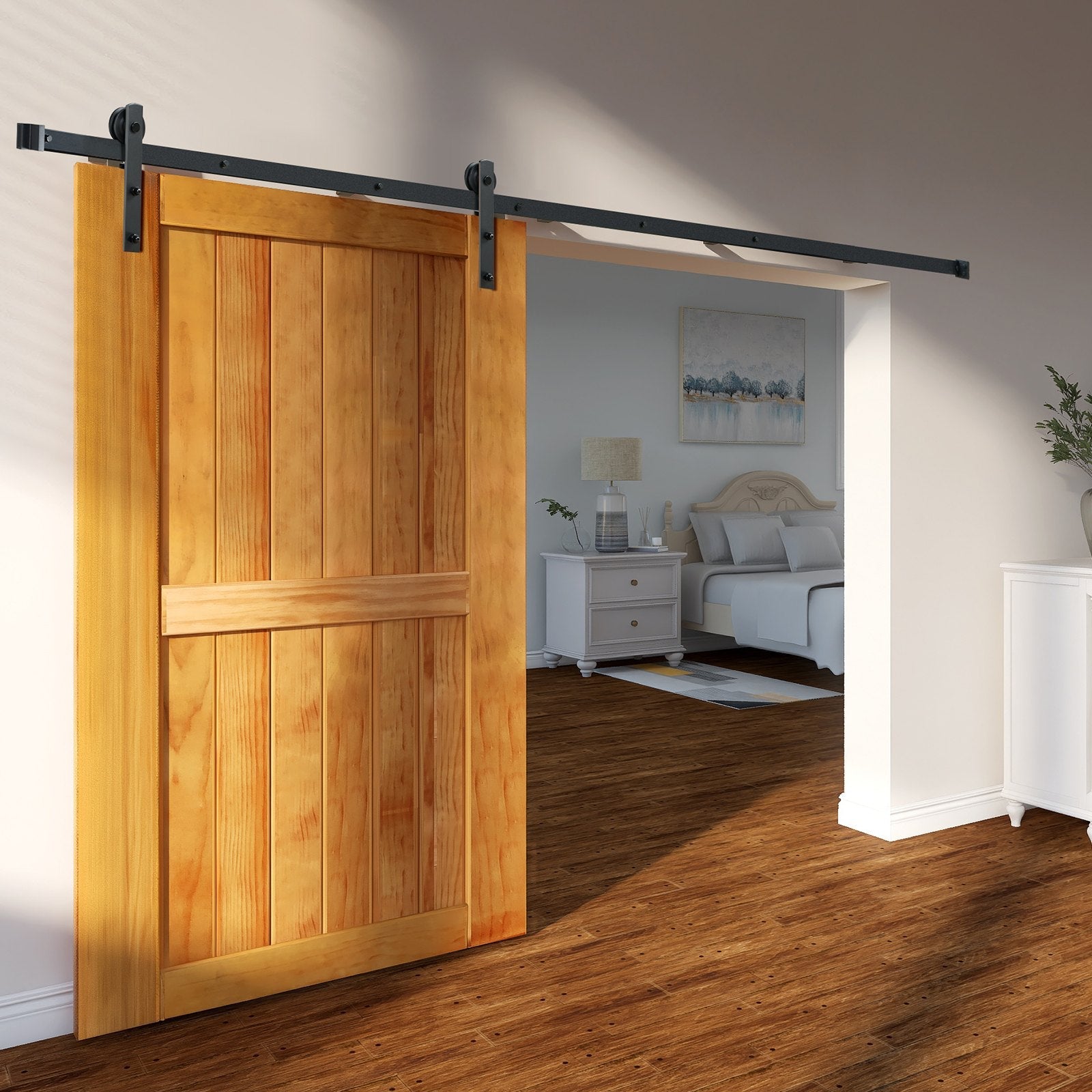 VEVOR 10FT Sliding Barn Door Hardware Kit, 330LBS Loading Heavy Duty Barn Door Track Kit for Single Door, Fit 4.6-5.2FT Wide and 1.3"-1.8" Thick Door Panel, with Smooth & Silent Pulley (I Shape) 