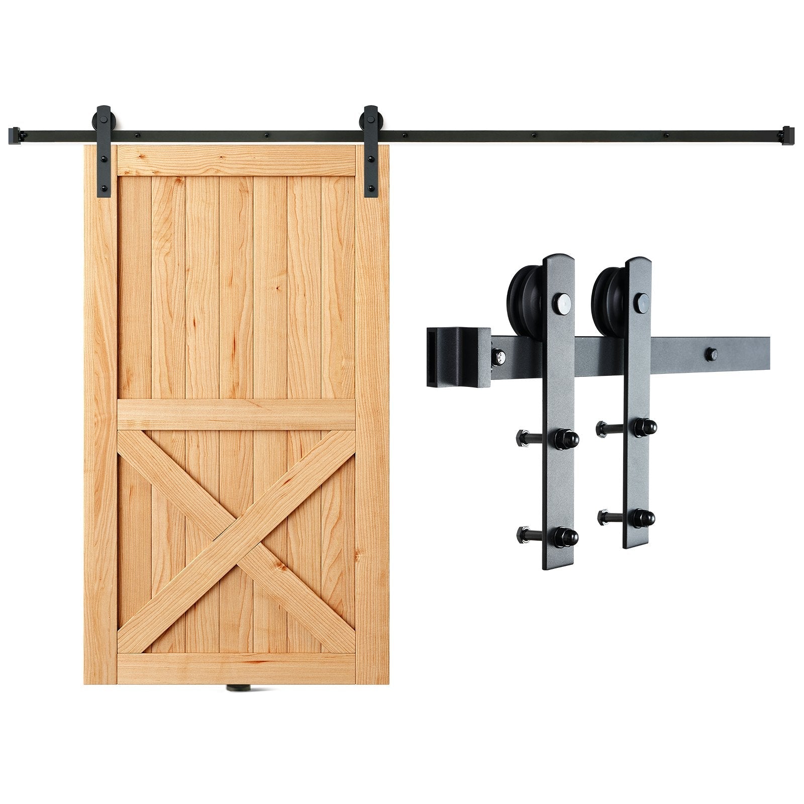 VEVOR 10FT Sliding Barn Door Hardware Kit, 330LBS Loading Heavy Duty Barn Door Track Kit for Single Door, Fit 4.6-5.2FT Wide and 1.3"-1.8" Thick Door Panel, with Smooth & Silent Pulley (I Shape) 