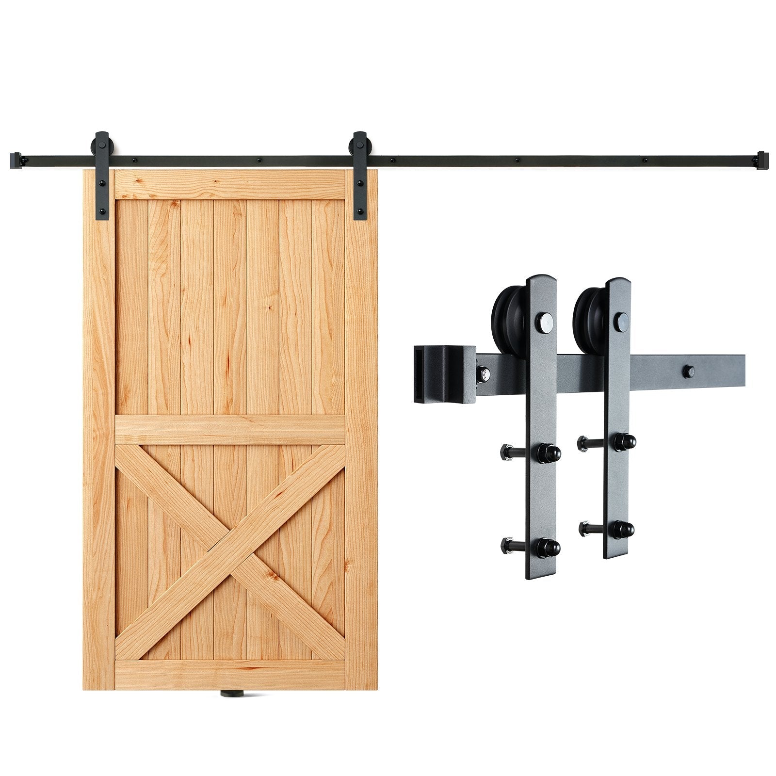 VEVOR 10FT Sliding Barn Door Hardware Kit, 330LBS Loading Heavy Duty Barn Door Track Kit for Single Door, Fit 4.6-5.2FT Wide and 1.3"-1.8" Thick Door Panel, with Smooth & Silent Pulley (I Shape) 