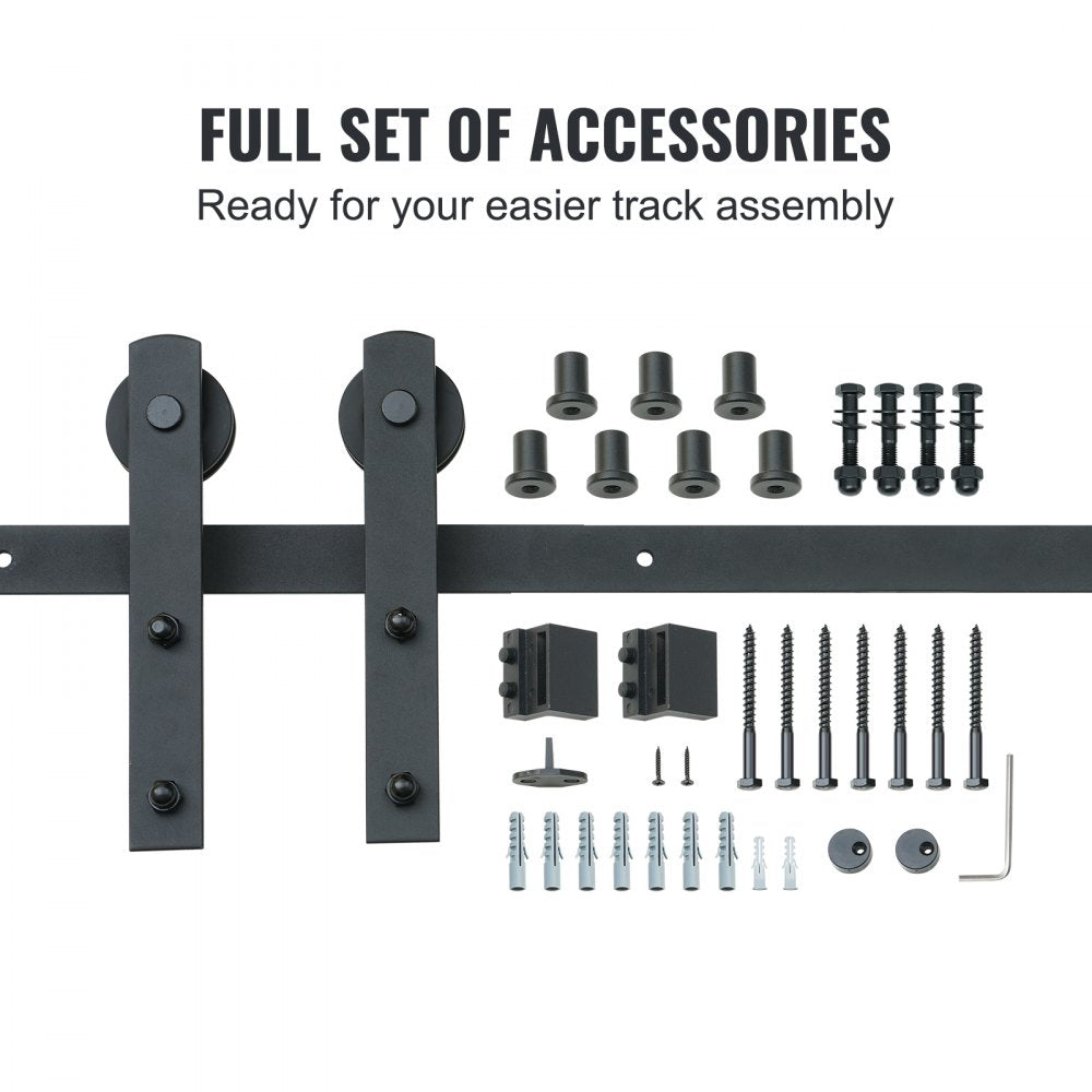 VEVOR 8FT Sliding Barn Door Hardware Kit, 330LBS Loading Heavy Duty Barn Door Track Kit for Single Door, Fit 3.7-4.3FT Wide and 1.3"-1.8" Thick Door Panel, with Smooth & Silent Pulley (I Shape) 