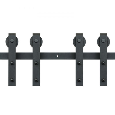 VEVOR 8FT Sliding Barn Door Hardware Kit, 330LBS Heavy Duty Barn Door Track Kit for Double Doors, Fit 3.7-4.3FT Total Wide and 1.3"-1.8" Thick 2 Door Panel, with Smooth & Silent Pulley (J Shape) 
