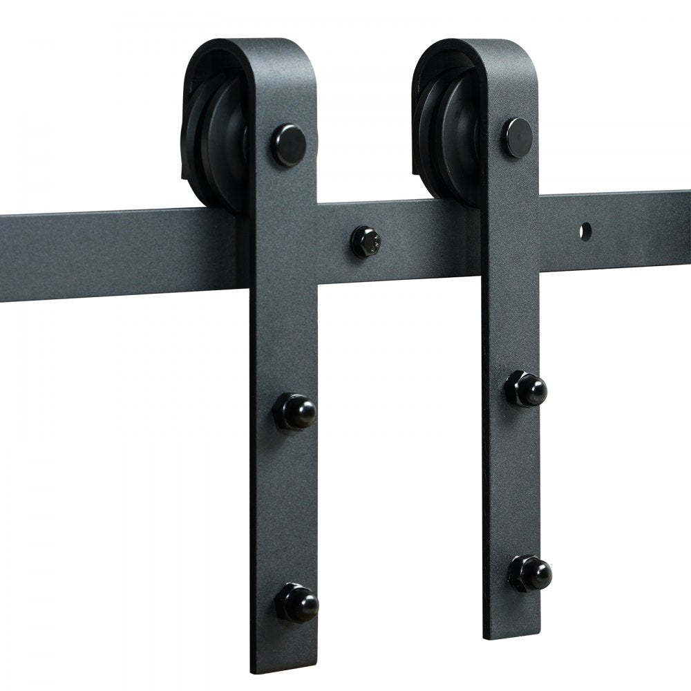 VEVOR 8FT Sliding Barn Door Hardware Kit, 330LBS Heavy Duty Barn Door Track Kit for Double Doors, Fit 3.7-4.3FT Total Wide and 1.3"-1.8" Thick 2 Door Panel, with Smooth & Silent Pulley (J Shape) 