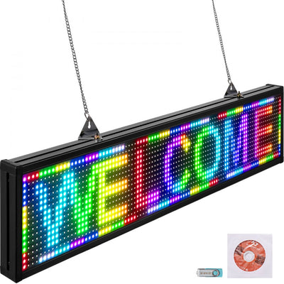 VEVOR WiFi P10 Led Sign Full Color 38\" x 6.5\", Indoor High Resolution Programmable Led Scrolling Display and New SMD Technology,Perfect Solution for Advertising 