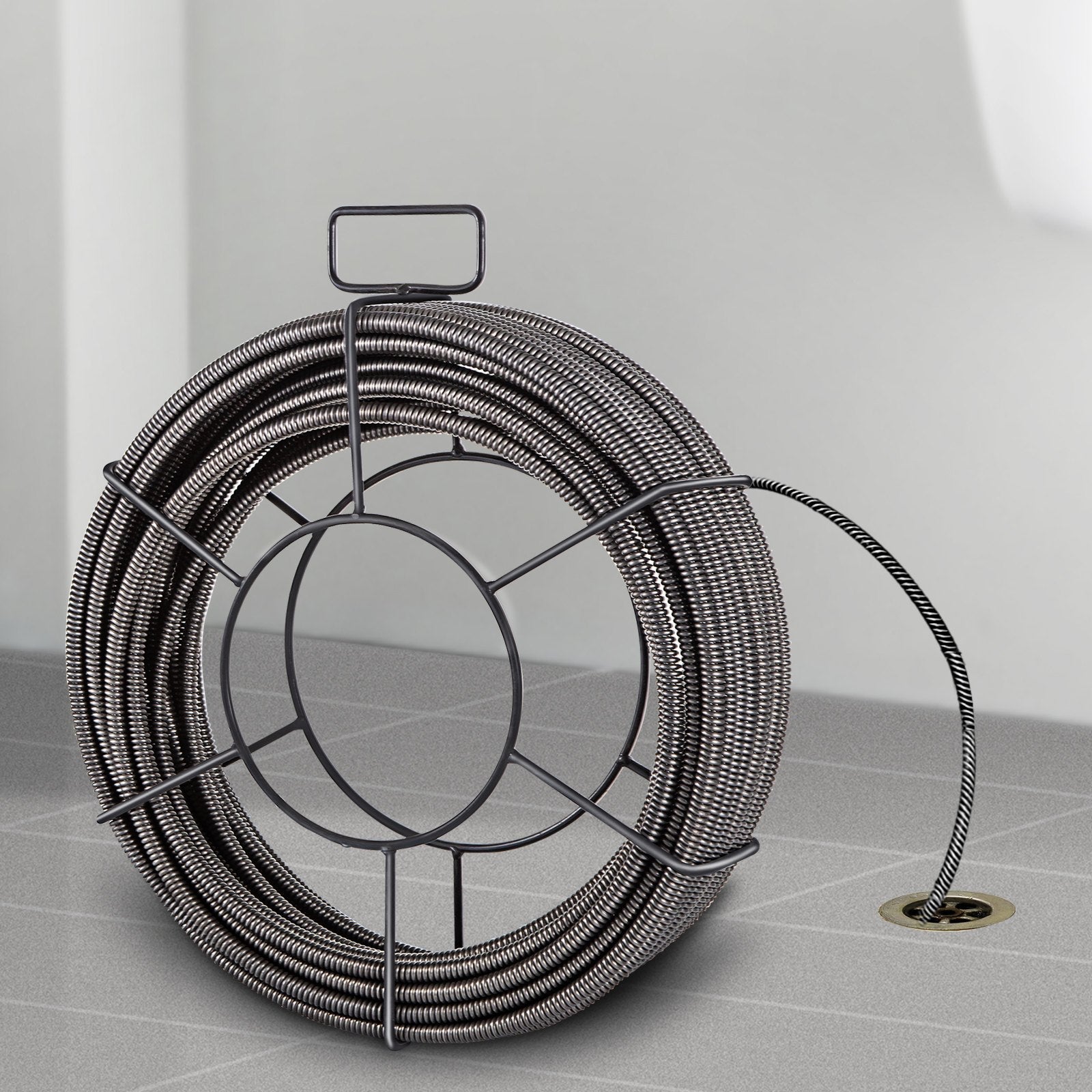 VEVOR Drain Cleaning Cable 50 Feet x 1/2 Inch Solid Core Cable Sewer Cable Drain Auger Cable Cleaner Snake Clog Pipe Drain Cleaning Cable Sewer Drain Auger Snake Pipe 