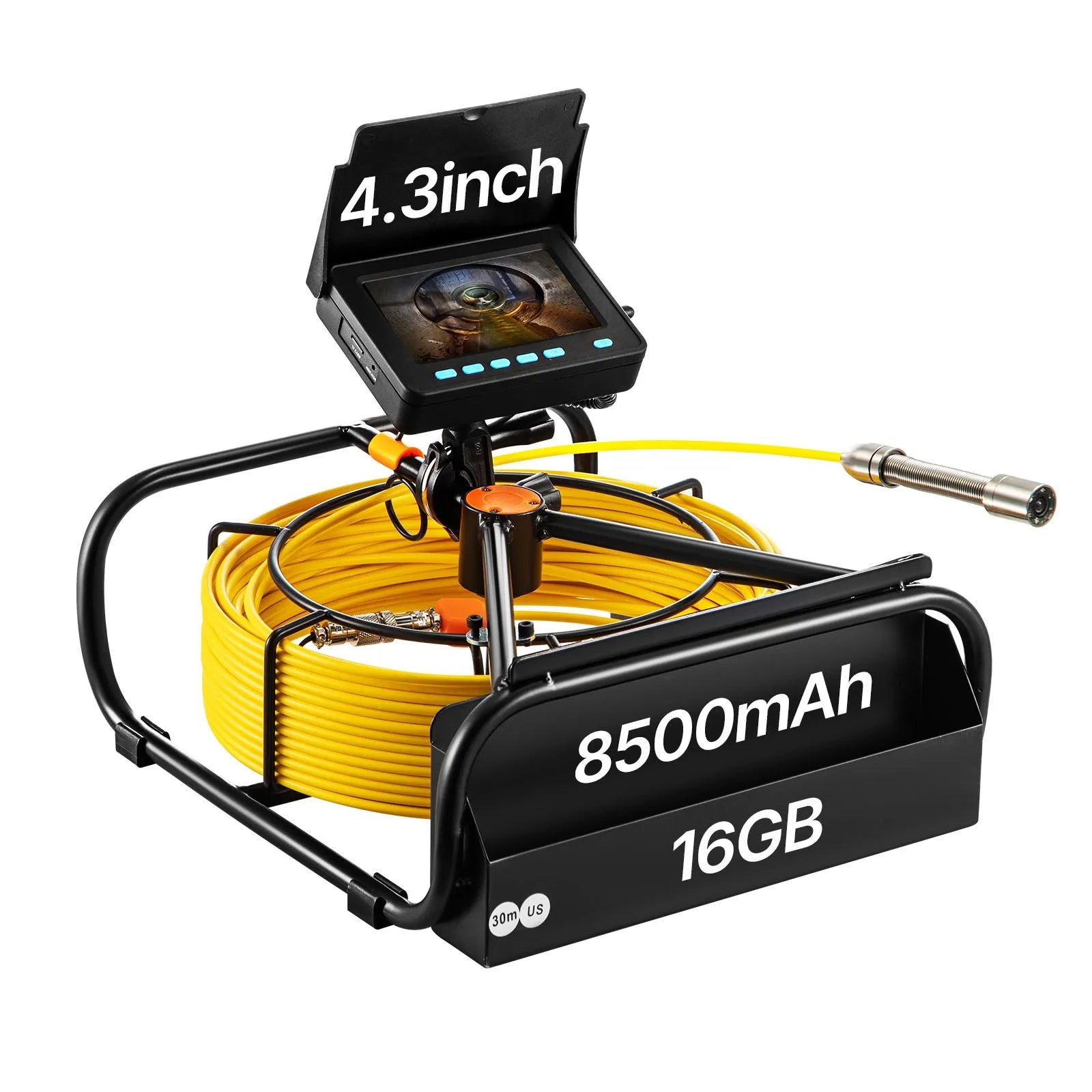 VEVOR Sewer Camera 98.4 FT Cable Pipeline Inspection Camera 4.3 Inch TFT LCD Monitor Pipe Camera Screen Waterproof IP68 Duct Inspection Camera with 6PCS LEDs 8500MAH Lithium Battery, DVR Function, 30M