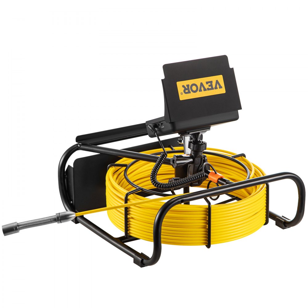 VEVOR Sewer Camera, 164FT 4.3\" Screen, Pipeline Inspection Camera with DVR Function & Snake Cable, Waterproof IP68 Borescope w/LED Lights, Industrial Endoscope for Home Wall Duct Drain Pipe Plumbing 