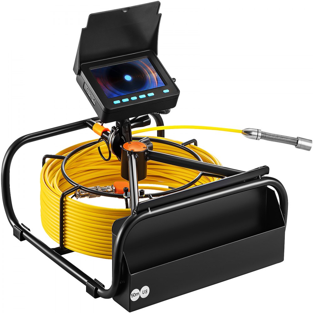 VEVOR Sewer Camera, 164FT 4.3\" Screen, Pipeline Inspection Camera with DVR Function & Snake Cable, Waterproof IP68 Borescope w/LED Lights, Industrial Endoscope for Home Wall Duct Drain Pipe Plumbing 