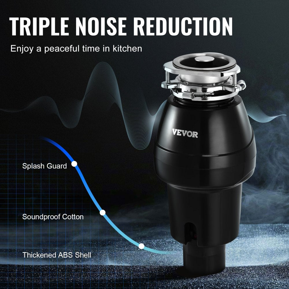 VEVOR Garbage Disposal 3/4 HP Continuous Food Waste Disposer 3260 RPM 3-Bolt 