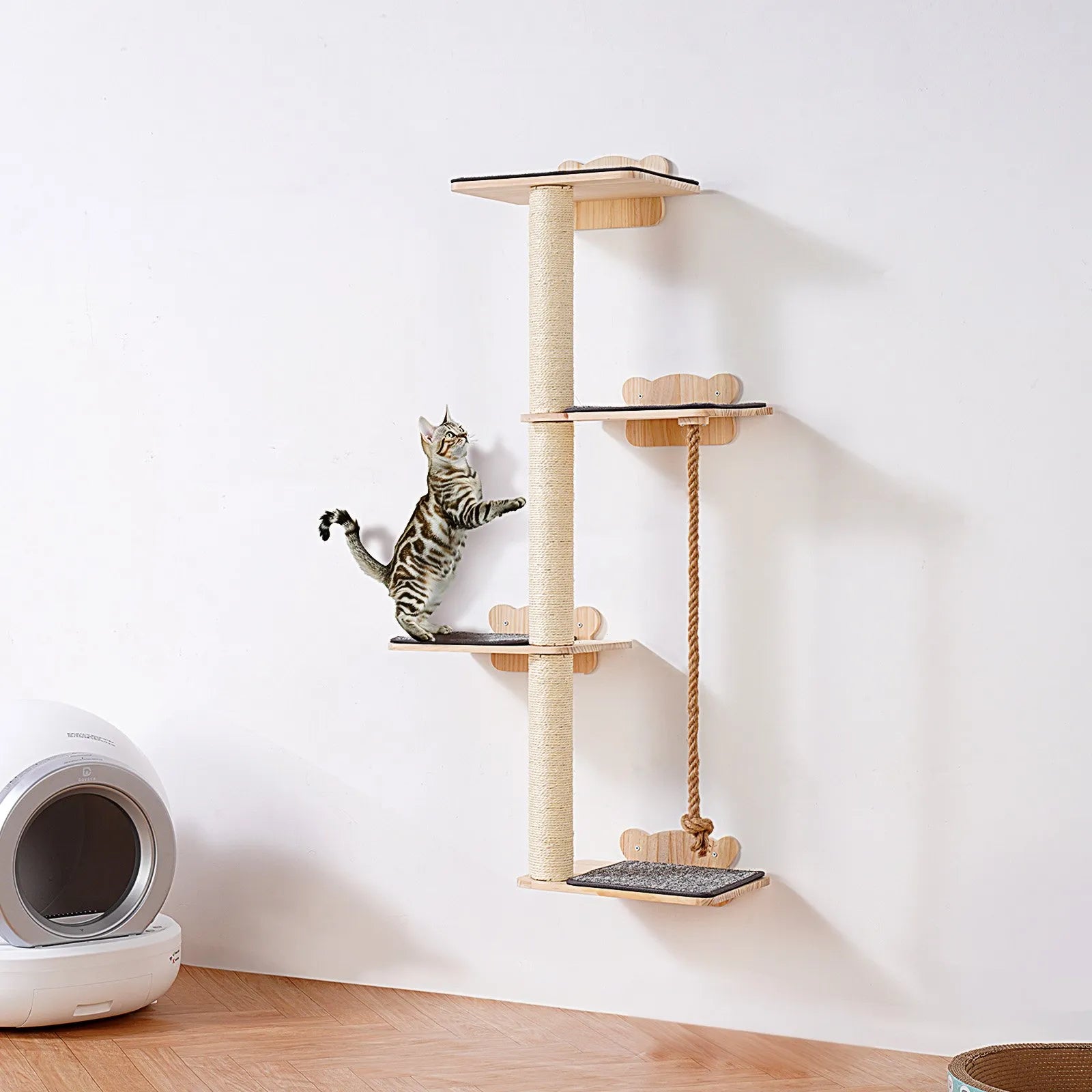 VEVOR Wall Mounted Cat Shelves Tree with Platform Tree-Shaped Cat Furniture