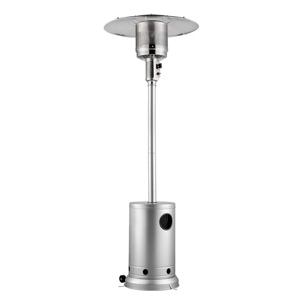 50,000 BTU Outdoor Propane Heater with Hammered Silver Finish and Round Table