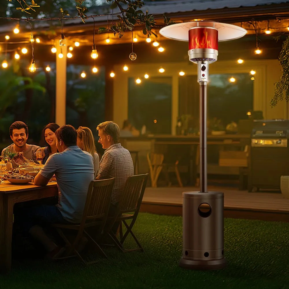 50,000 BTU Outdoor Propane Heater with Hammered Bronze Finish and Round Table