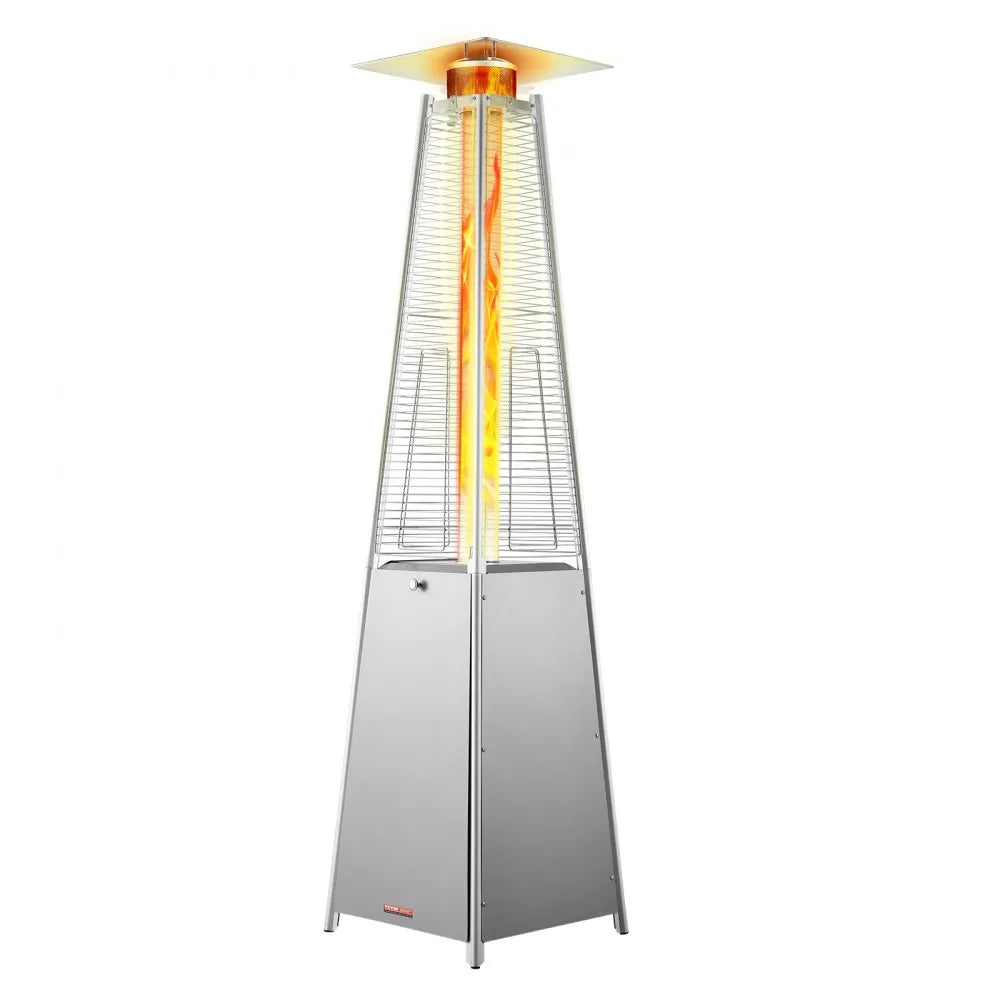 48,000 BTU Pyramid Propane Patio Heater with Wheels, Silver Finish