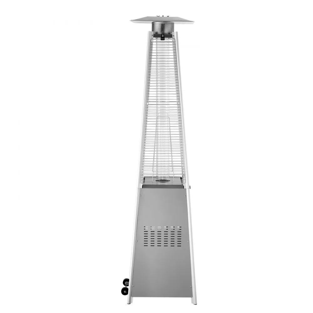 48,000 BTU Pyramid Propane Patio Heater with Wheels, Silver Finish