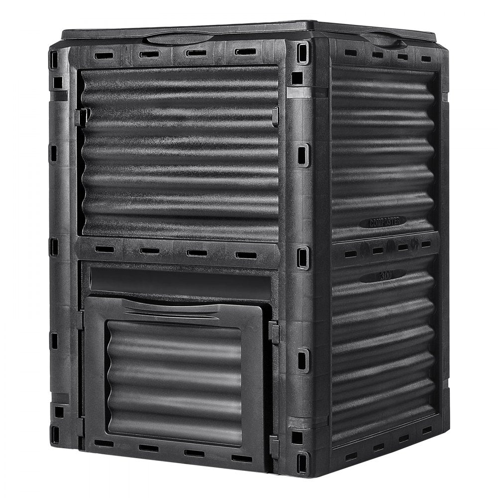 VEVOR Garden Compost Bin 80 Gal, BPA Free Composter, Large Capacity Outdoor Composting Bin with Top Lid and Bottom Door, Easy Assembling, Lightweight, Fast Creation of Fertile Soil 