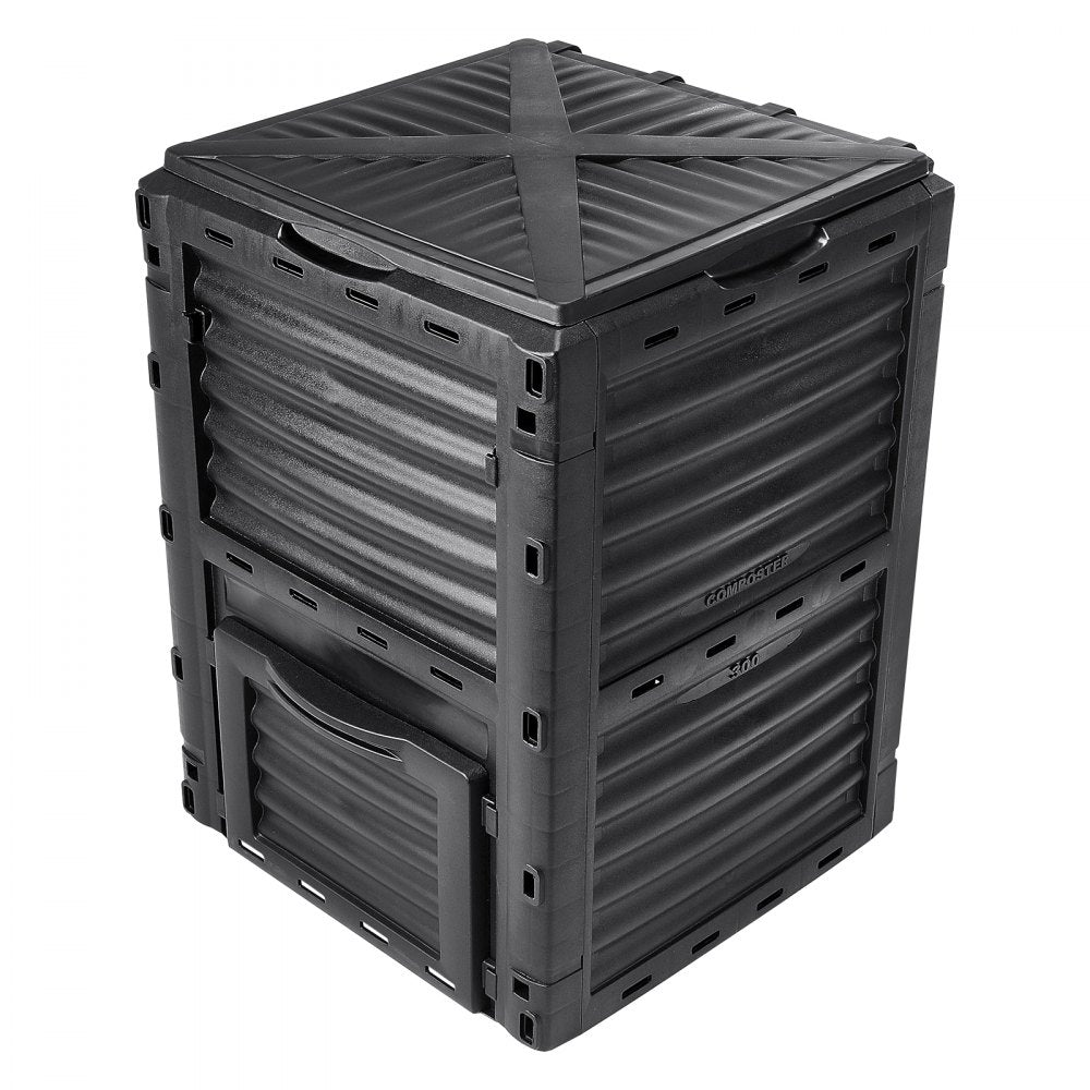 VEVOR Garden Compost Bin 80 Gal, BPA Free Composter, Large Capacity Outdoor Composting Bin with Top Lid and Bottom Door, Easy Assembling, Lightweight, Fast Creation of Fertile Soil 
