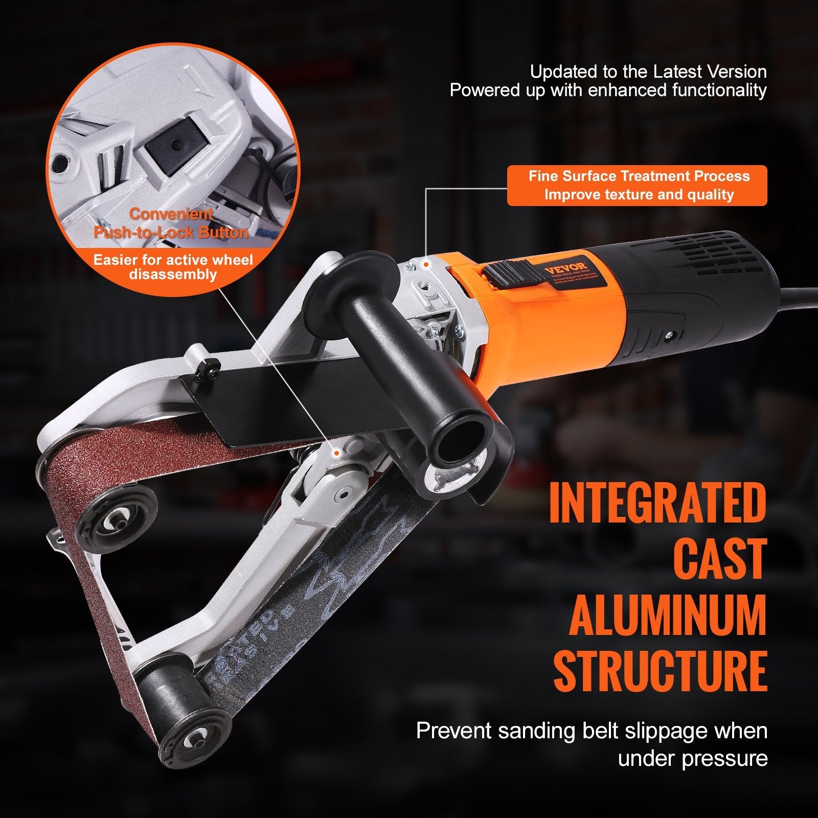 VEVOR Pipe Tube Polisher Sander, 1000W Pipe Belt Sander with 6 Variable Speeds 1100-3200rpm, Professional Belt Sander Grinding Machine with 3PCS Sanding Belts for Burnishing Finishing Rust Removal 