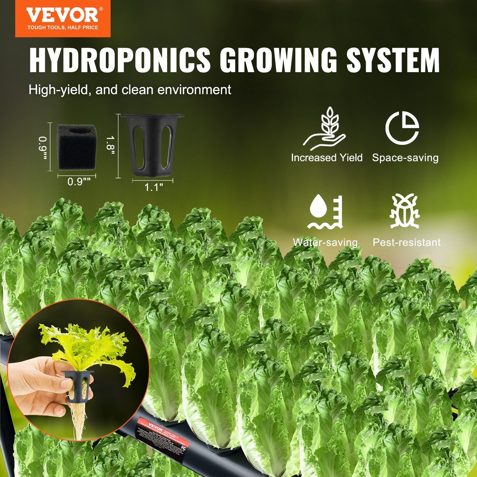 VEVOR Hydroponics Growing System, 72 Sites 2 Layers, Dark Grey PVC Pipes Hydroponic Grow Kit with Water Pump, Timer, Baskets and Sponges for Fruits, Vegetables, Herb 