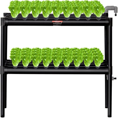 VEVOR Hydroponics Growing System, 72 Sites 2 Layers, Dark Grey PVC Pipes Hydroponic Grow Kit with Water Pump, Timer, Baskets and Sponges for Fruits, Vegetables, Herb 