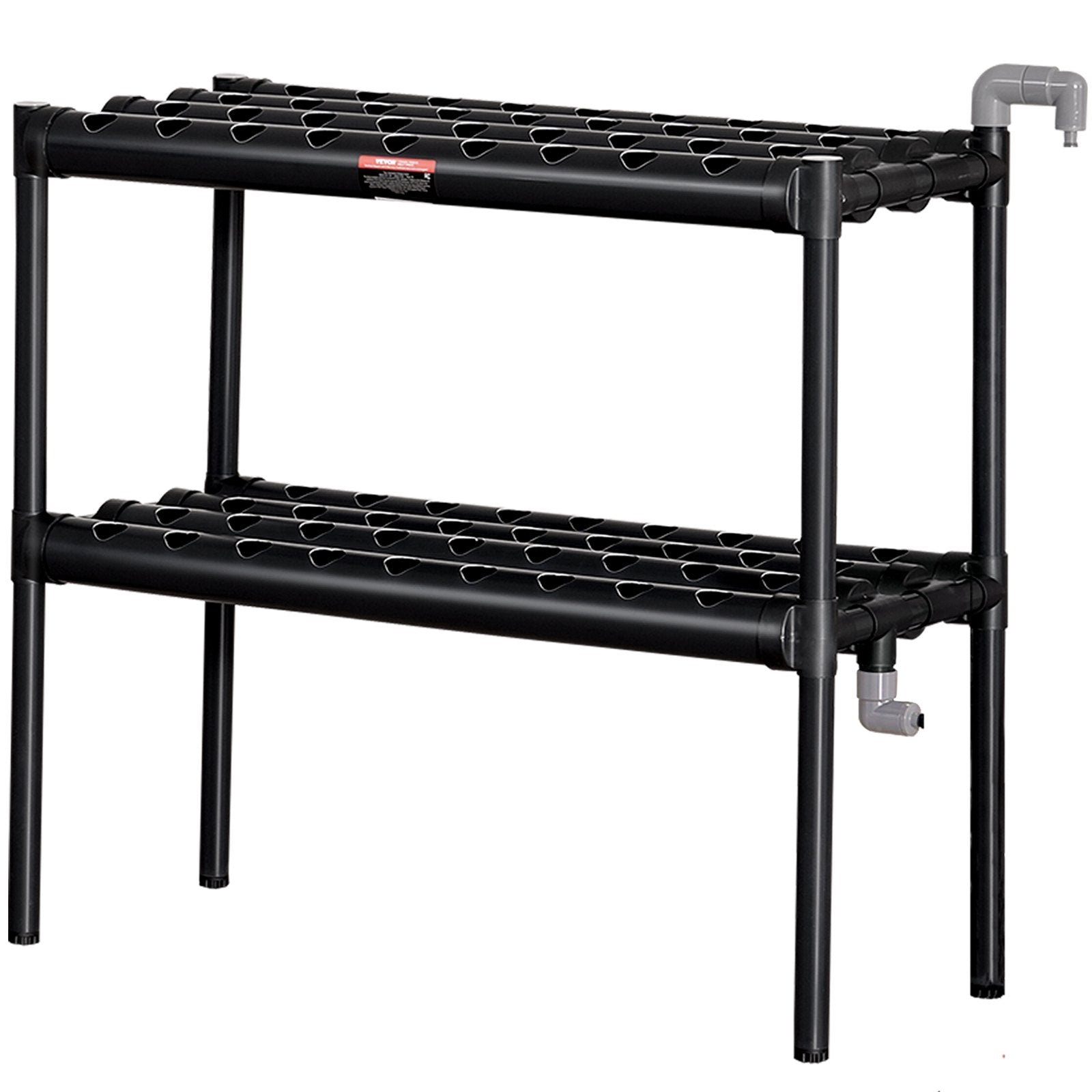 VEVOR Hydroponics Growing System, 72 Sites 2 Layers, Dark Grey PVC Pipes Hydroponic Grow Kit with Water Pump, Timer, Baskets and Sponges for Fruits, Vegetables, Herb 