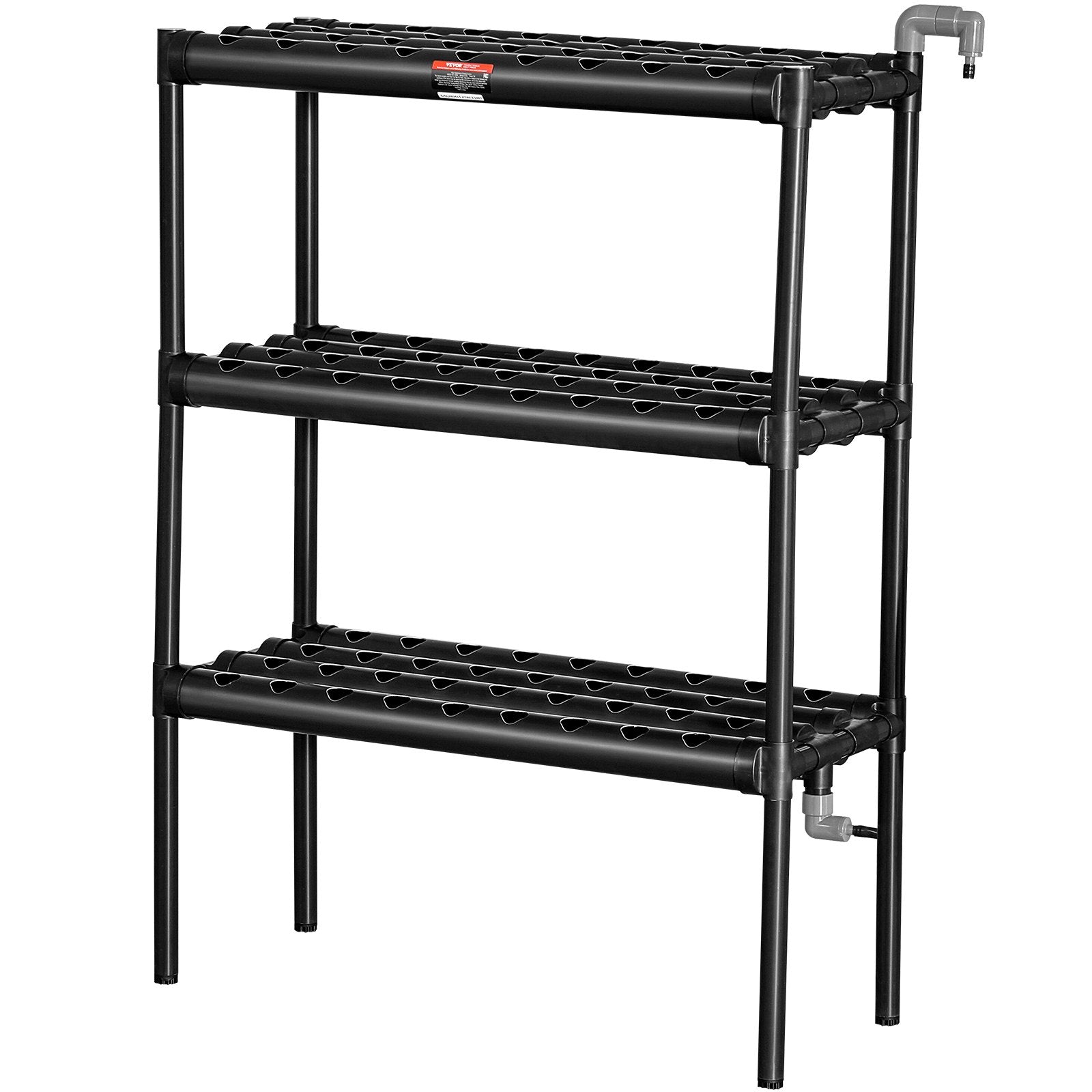 VEVOR Hydroponics Growing System, 108 Sites 3 Layers, Dark Grey PVC Pipes Hydroponic Grow Kit with Water Pump, Timer, Baskets and Sponges for Fruits, Vegetables, Herb 