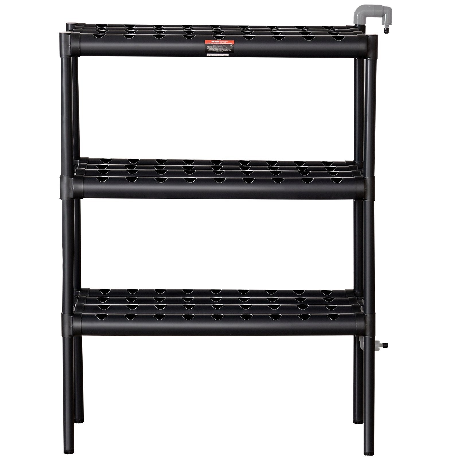 VEVOR Hydroponics Growing System, 108 Sites 3 Layers, Dark Grey PVC Pipes Hydroponic Grow Kit with Water Pump, Timer, Baskets and Sponges for Fruits, Vegetables, Herb 