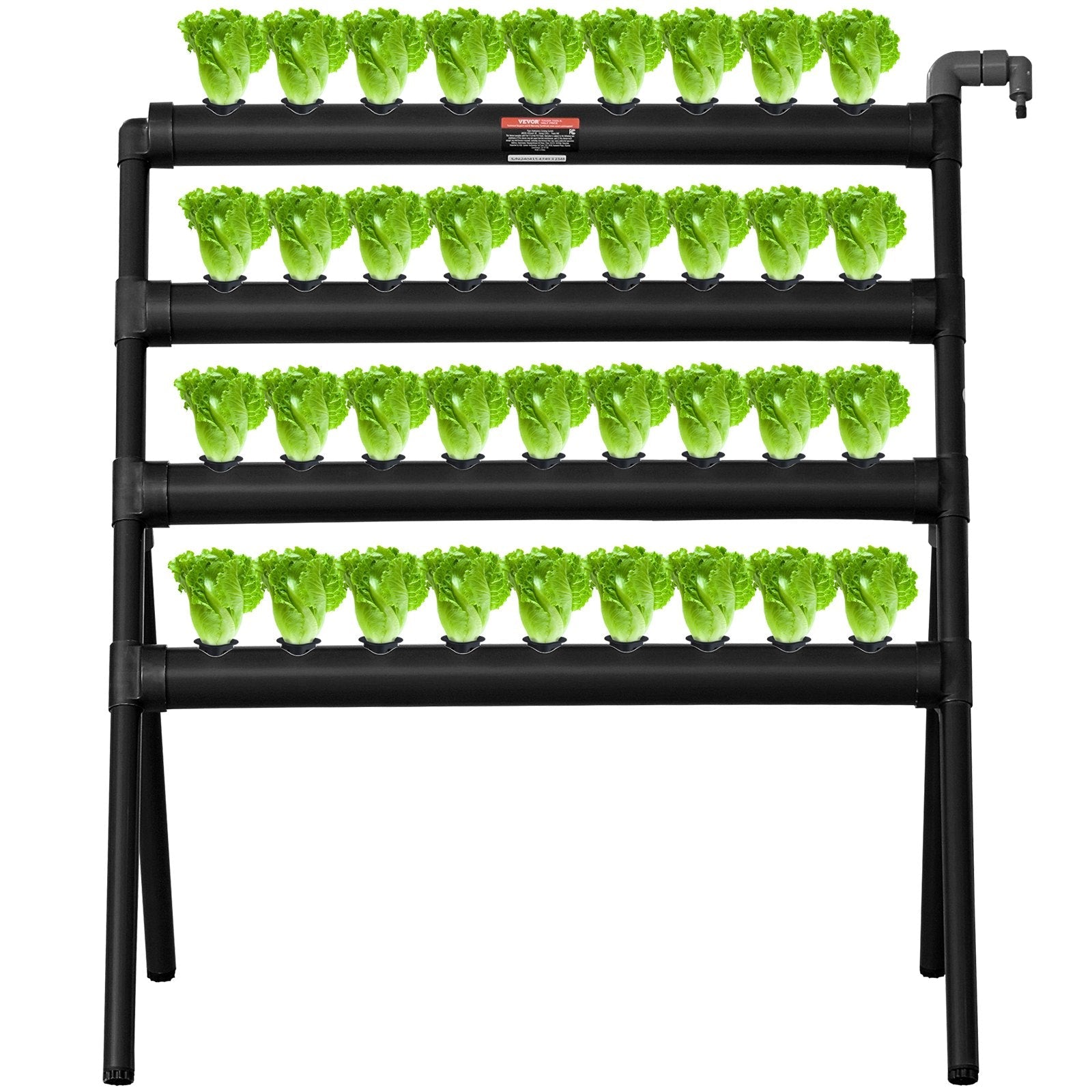 VEVOR Hydroponics Growing System, 36 Sites 4 Layers, Dark Grey PVC Pipes Hydroponic Grow Kit with Water Pump, Timer, Baskets and Sponges for Fruits, Vegetables, Herb 
