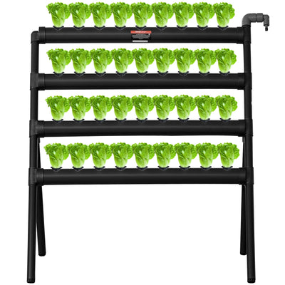 VEVOR Hydroponics Growing System, 36 Sites 4 Layers, Dark Grey PVC Pipes Hydroponic Grow Kit with Water Pump, Timer, Baskets and Sponges for Fruits, Vegetables, Herb 