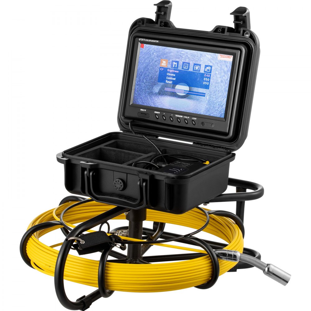 VEVOR Sewer Camera 150ft Pipe Pipeline Inspection Camera 9 Inch Color LCD Monitor Pipe Inspection Equipment IP68 Borescope Endoscope Waterproof (Camera Size: 23mm x 120mm) 