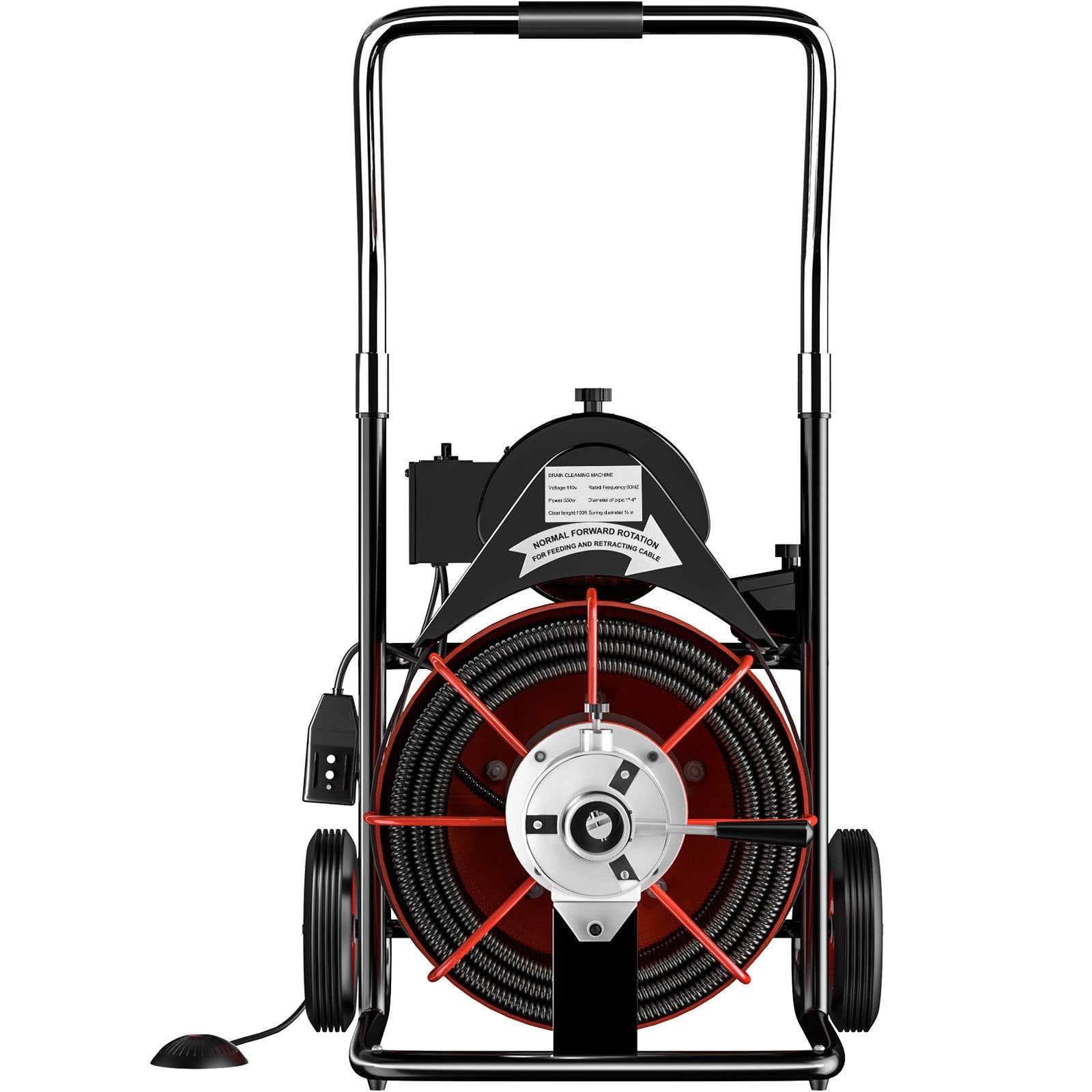 VEVOR 100 Ft x 1/2Inch Drain Cleaner Machine fit 2 Inch (50mm) to 4 Inch(100mm) Pipes 550W Open Drain Cleaning Machine 1700 r/min Electric Drain Auger with Cutters Glove Drain Auger Sewer 