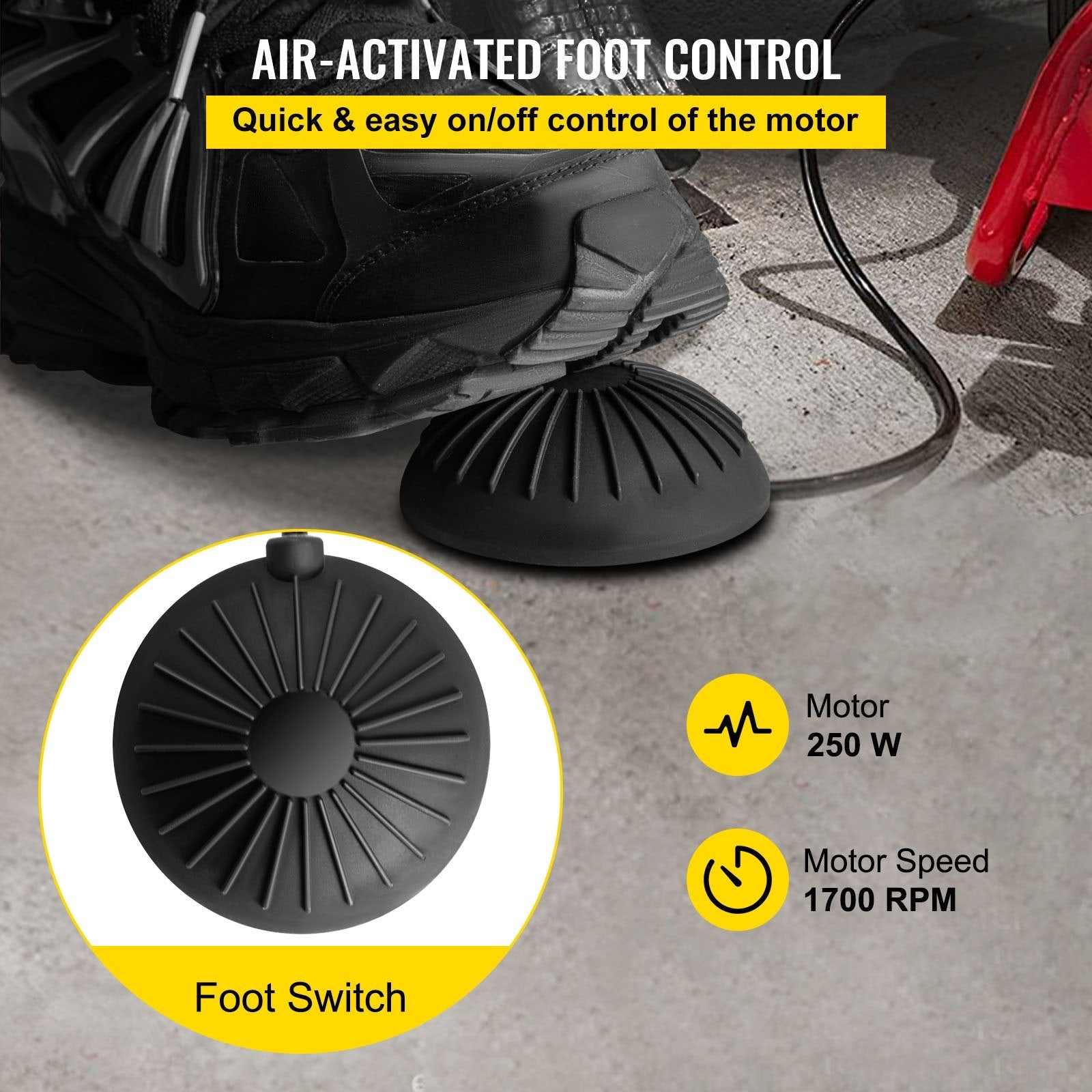 VEVOR Drain Cleaner Machine, 75' x 3/8" Electric Drain Auger, 250 W Electric Drain Pipe Cleaner, Sewer Clog with Cutters, Glove Drain Auger Cleaner Sewer Snake, Sewer Snake Machine Auto-feed Control 