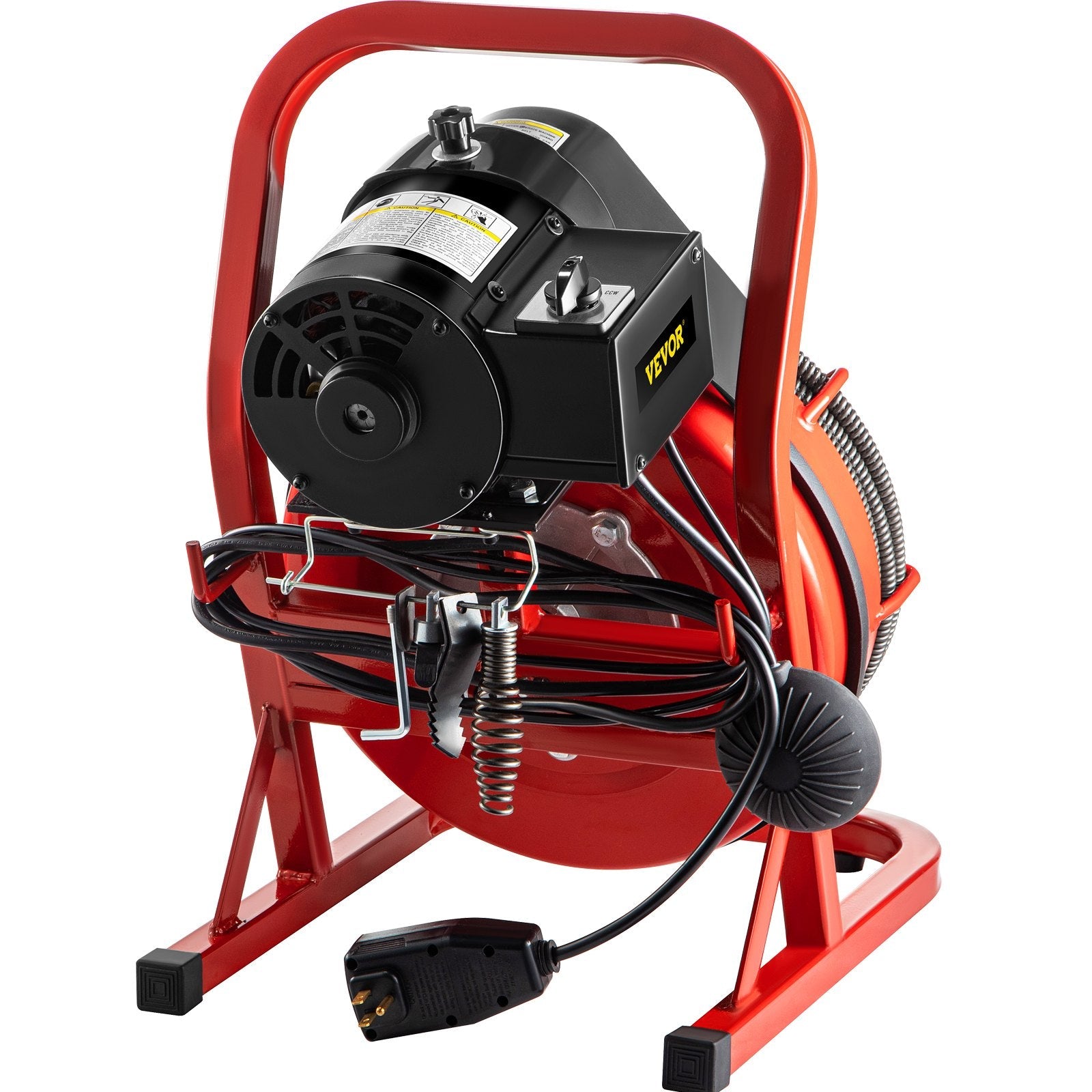 VEVOR Drain Cleaner Machine, 75' x 3/8" Electric Drain Auger, 250 W Electric Drain Pipe Cleaner, Sewer Clog with Cutters, Glove Drain Auger Cleaner Sewer Snake, Sewer Snake Machine Auto-feed Control 
