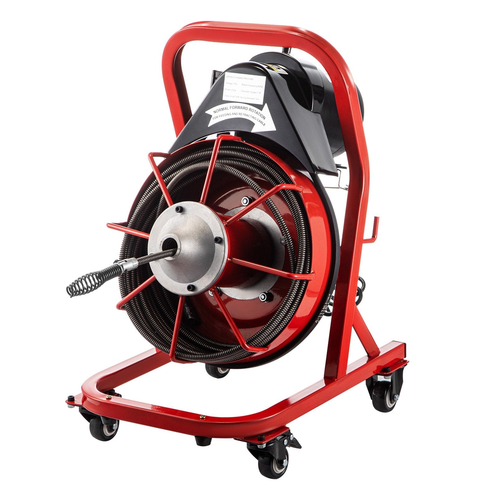VEVOR Electric Drain Auger, 75\' x 3/8\", 250W Drain Cleaner Machine Fit 2\'\'- 4\'\' Pipes, Hair Catcher for Kitchen Sink, Bathroom Tub, Toilet Clogged, Drains Dredge, Foliose Sewers 