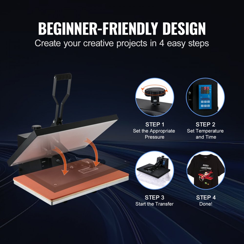 VEVOR Heat Press 16x24, 1700W Power Heat Press Machine, Fast Heating, High Pressure Heat Press Machine for T-Shirt, Digital Industrial Sublimation Printer for Heat Transfer Vinyl, Easy to Use, Black 