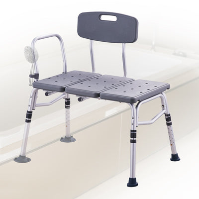 VEVOR Tub Transfer Bench for Bathtub, Adjustable Shower Seats for Adults, Lightweight Shower Bench for Elderly and Disabled, Non-Slip Bath Seats with Armrest and Reversible Backrest, 400lbs Capacity 