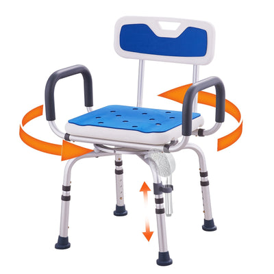 VEVOR Shower Chair 360° Swivel Tub Shower Seat with Armrests & Backrest 400lbs 