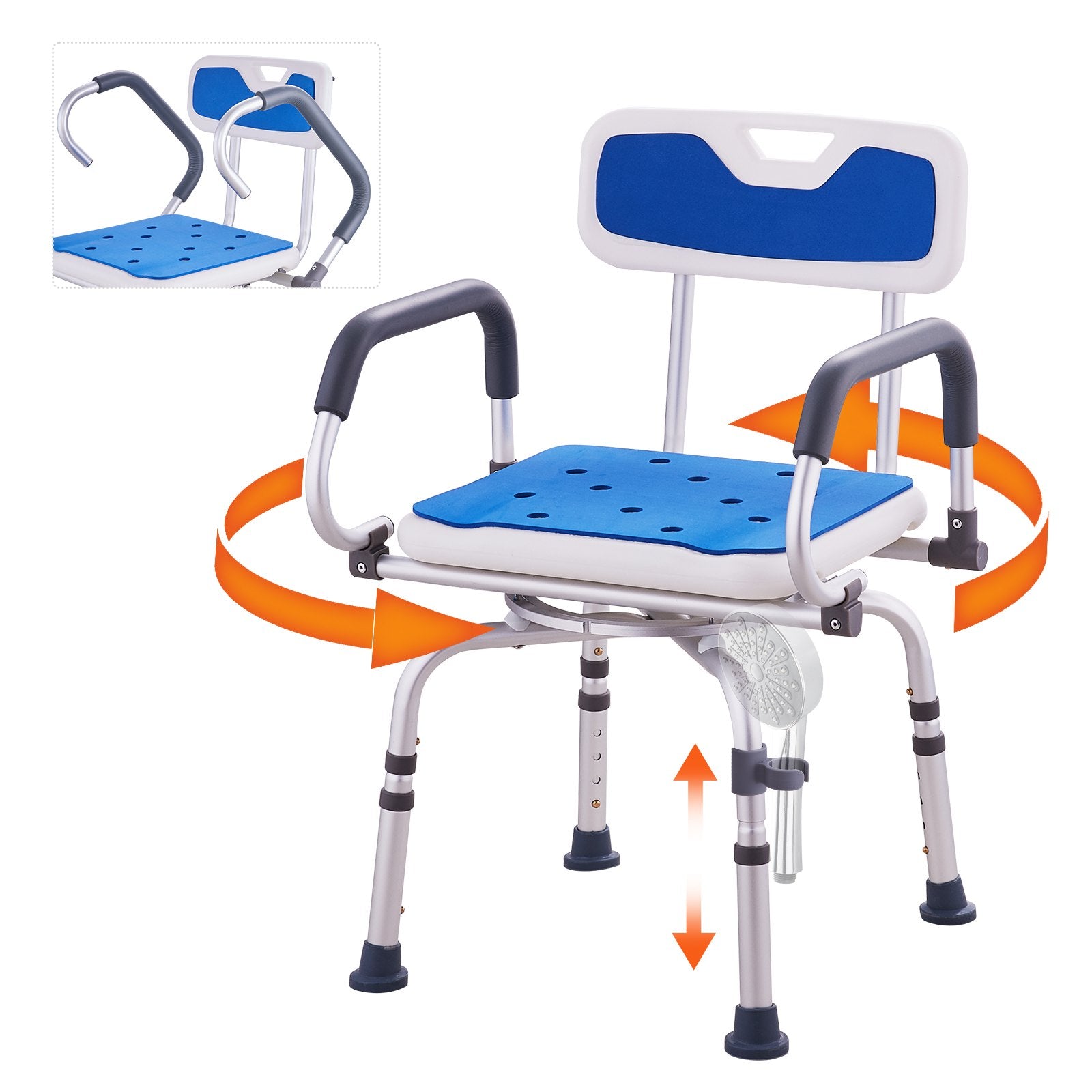 VEVOR Shower Chair 360° Swivel Bathtub Shower Seat with Pivoting Arms 400LBS 