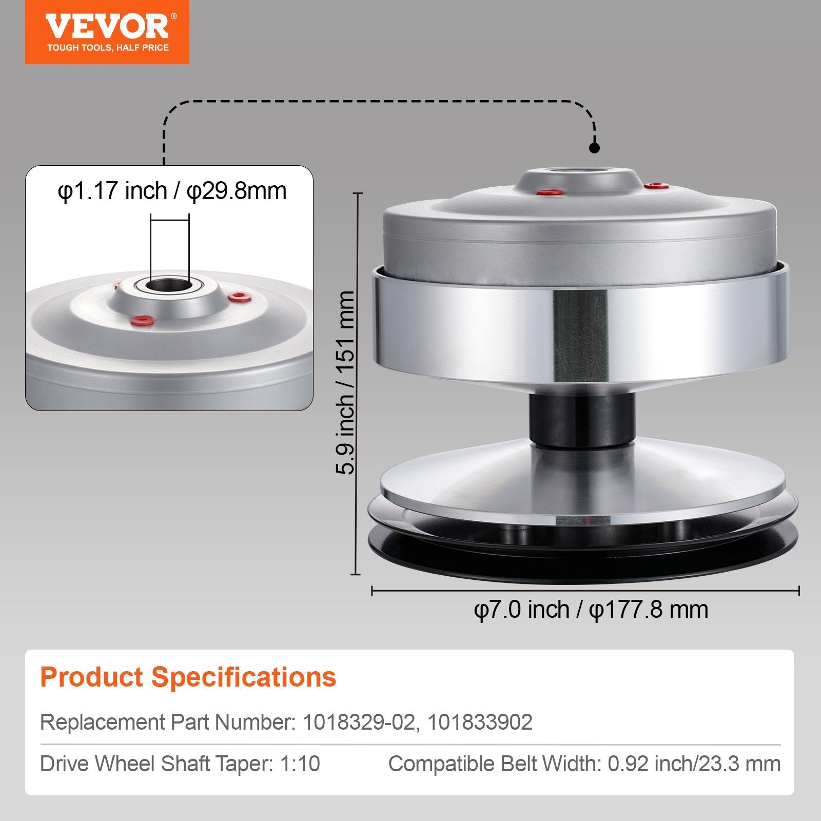 VEVOR Golf Cart Drive Clutch Fits for Club Car DS 1997-2015 and Precedent 2004-2015, Primary Drive Clutch Assembly, Replace# 1018329-02/101833902 