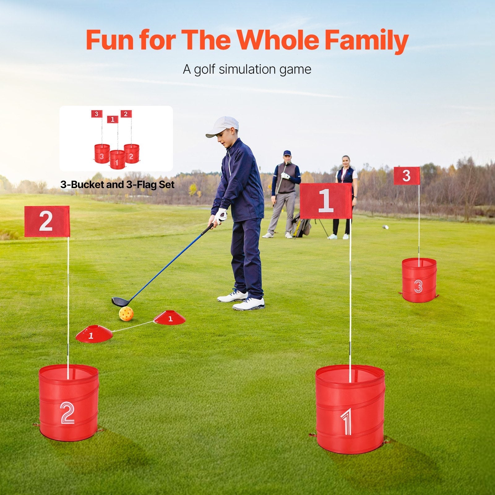 VEVOR Backyard Golf Game 3 Hole Portable Bucket Golf Game for Kids and Adults 