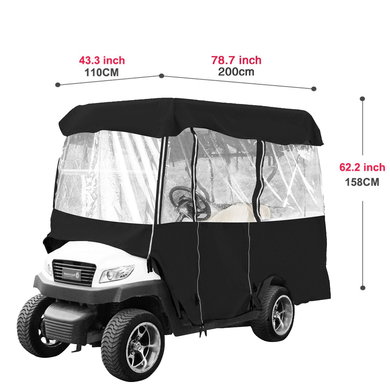 VEVOR Golf Cart Enclosure, 4-Person Golf Cart Cover, 4-Sided Fairway Deluxe, 300D Waterproof Driving Enclosure with Transparent Windows, Fit for EZGO, Club Car, Yamaha Cart 
