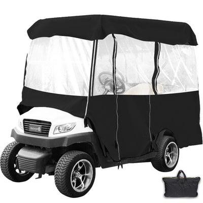 VEVOR Black Golf Cart Covers Portable 4 Sided Transparent Golf Cart Waterproof Cover Golf Cart Seat Covers 