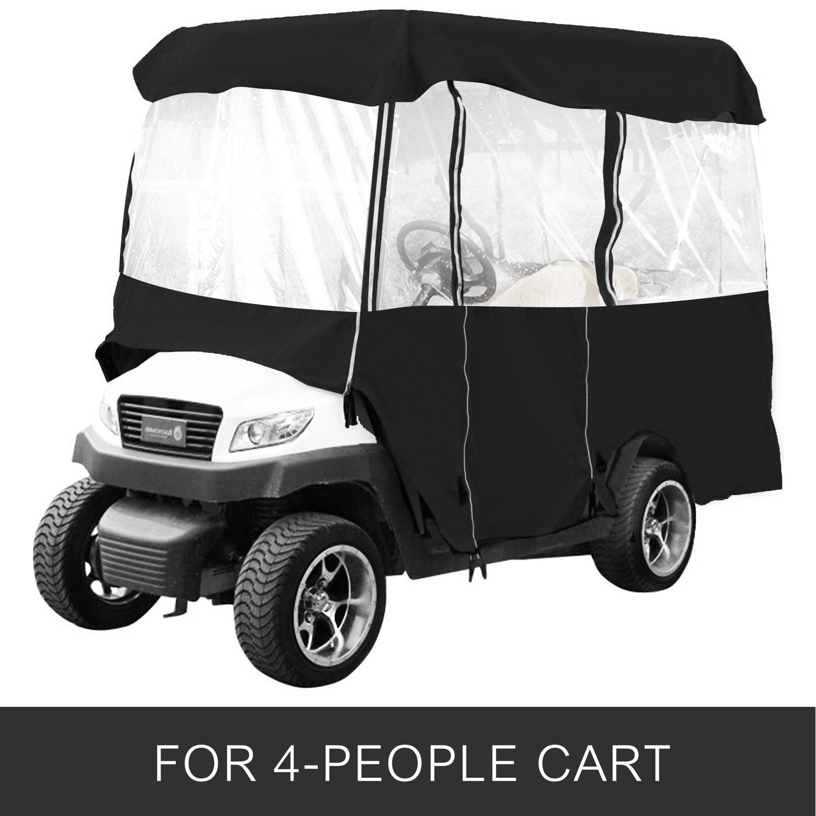 VEVOR Black Golf Cart Covers Portable 4 Sided Transparent Golf Cart Waterproof Cover Golf Cart Seat Covers 