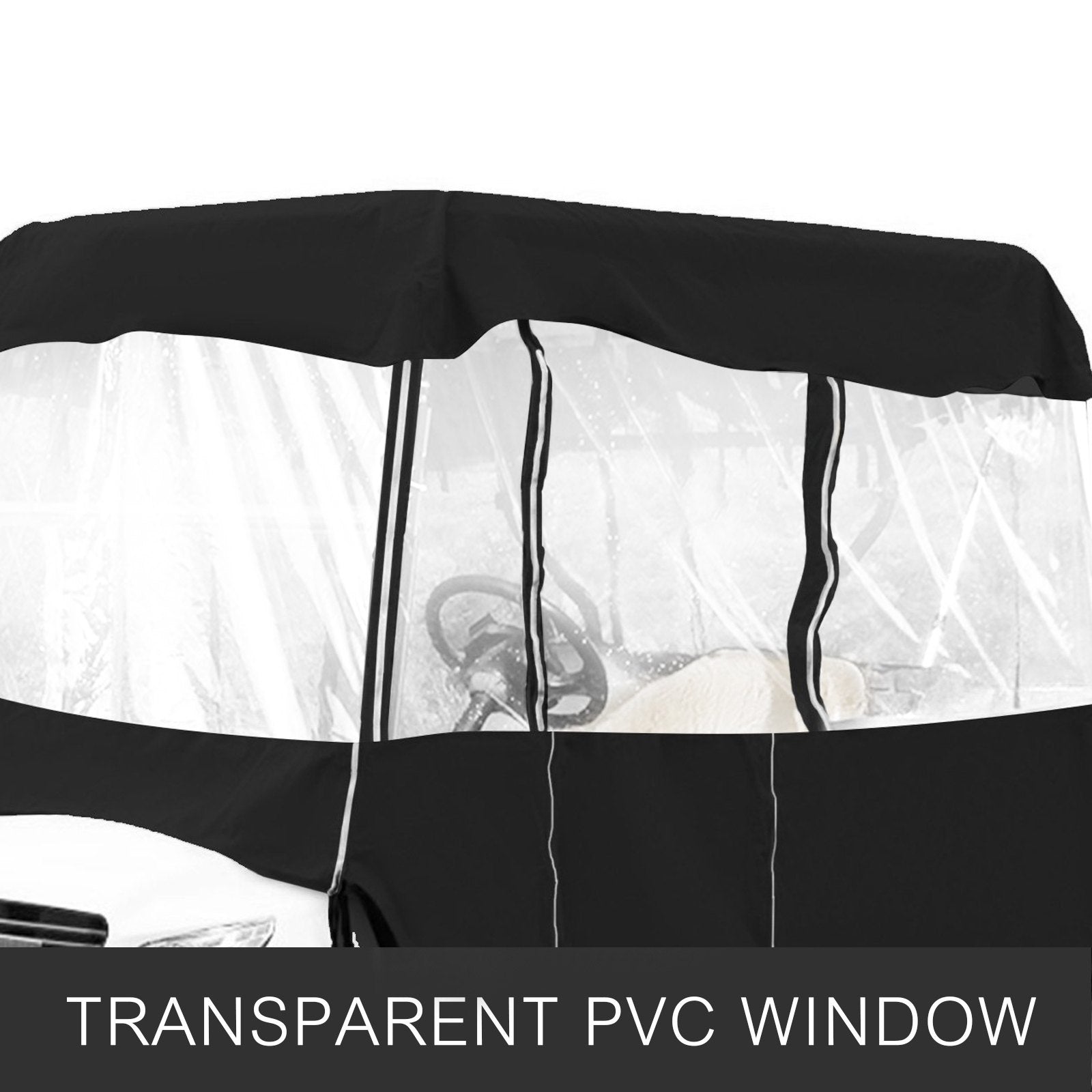 VEVOR Black Golf Cart Covers Portable 4 Sided Transparent Golf Cart Waterproof Cover Golf Cart Seat Covers 