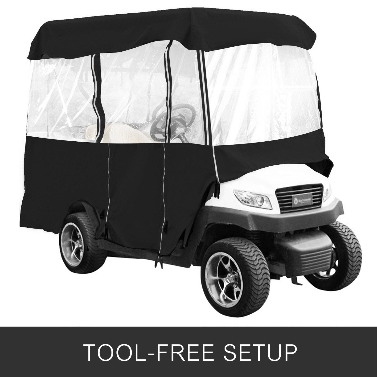 VEVOR Black Golf Cart Covers Portable 4 Sided Transparent Golf Cart Waterproof Cover Golf Cart Seat Covers 