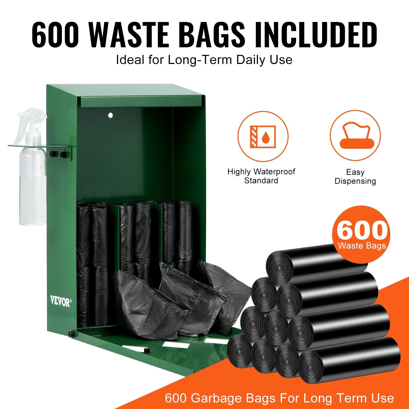 VEVOR Dog Waste Station Bag Dispenser with 600 Bags Lockable Dog Poop Bag Holder 