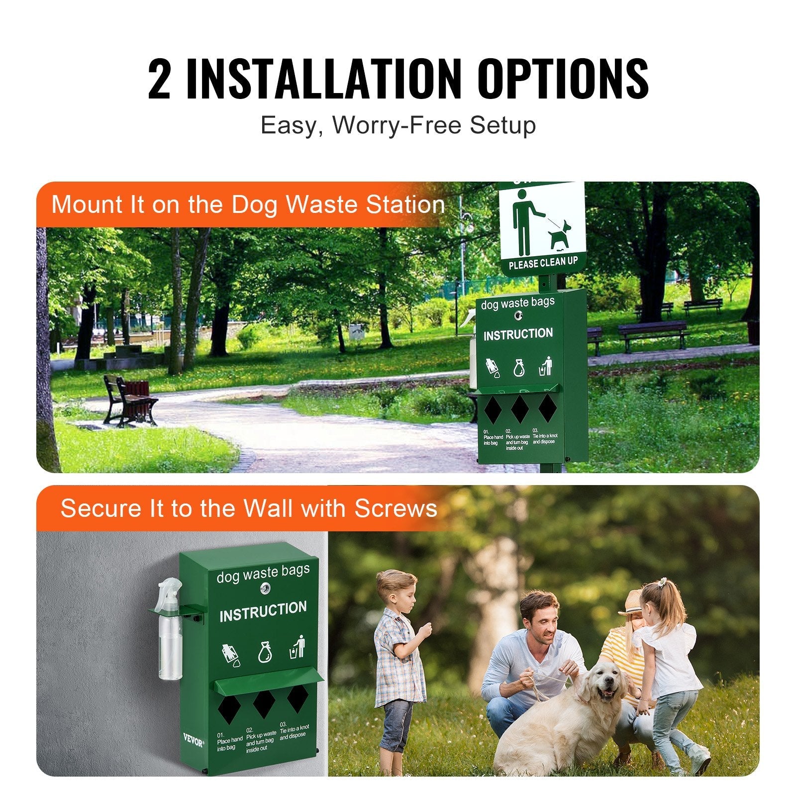 VEVOR Dog Waste Station Bag Dispenser with 600 Bags Lockable Dog Poop Bag Holder 