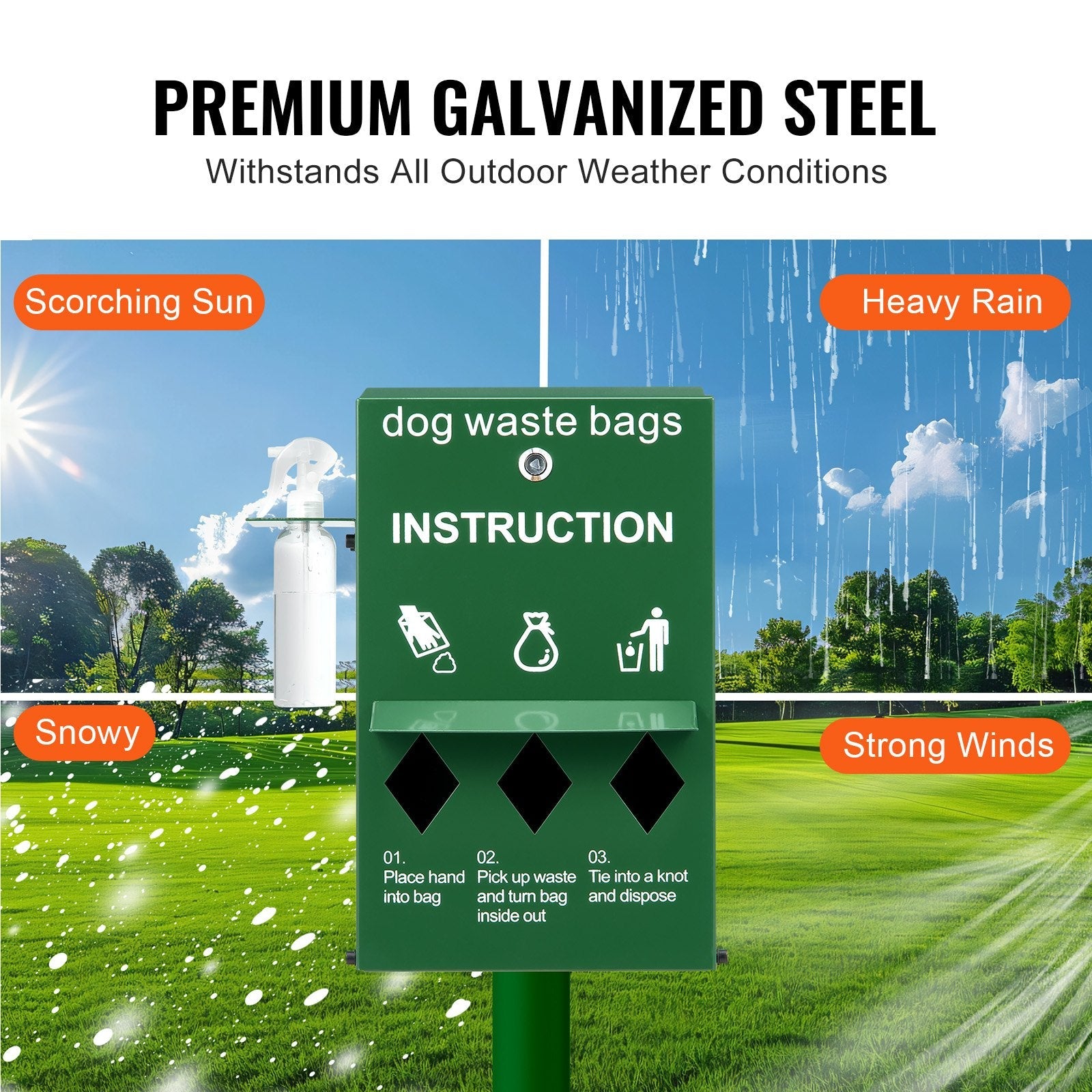VEVOR Dog Waste Station Bag Dispenser with 600 Bags Lockable Dog Poop Bag Holder 