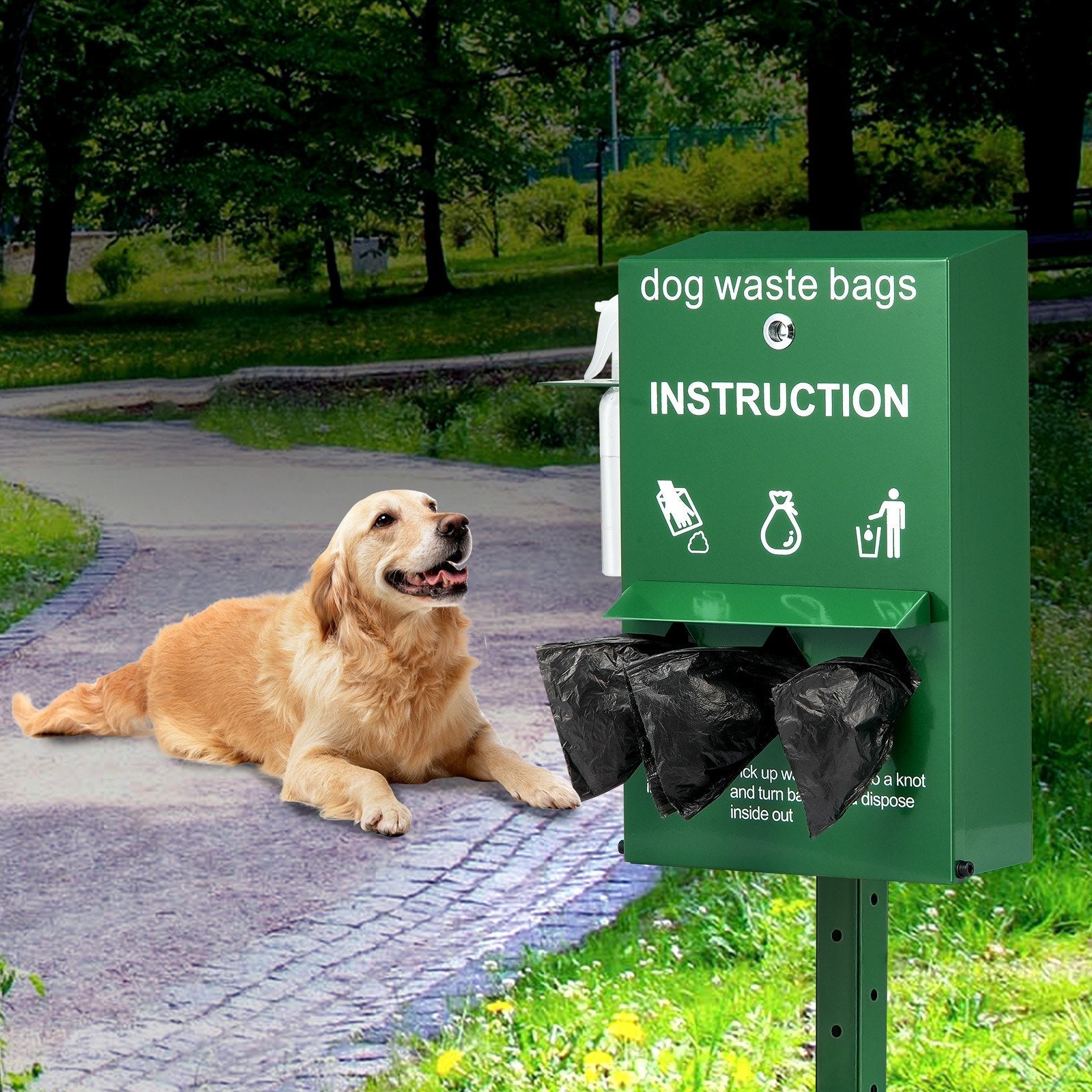 VEVOR Dog Waste Station Bag Dispenser with 600 Bags Lockable Dog Poop Bag Holder 