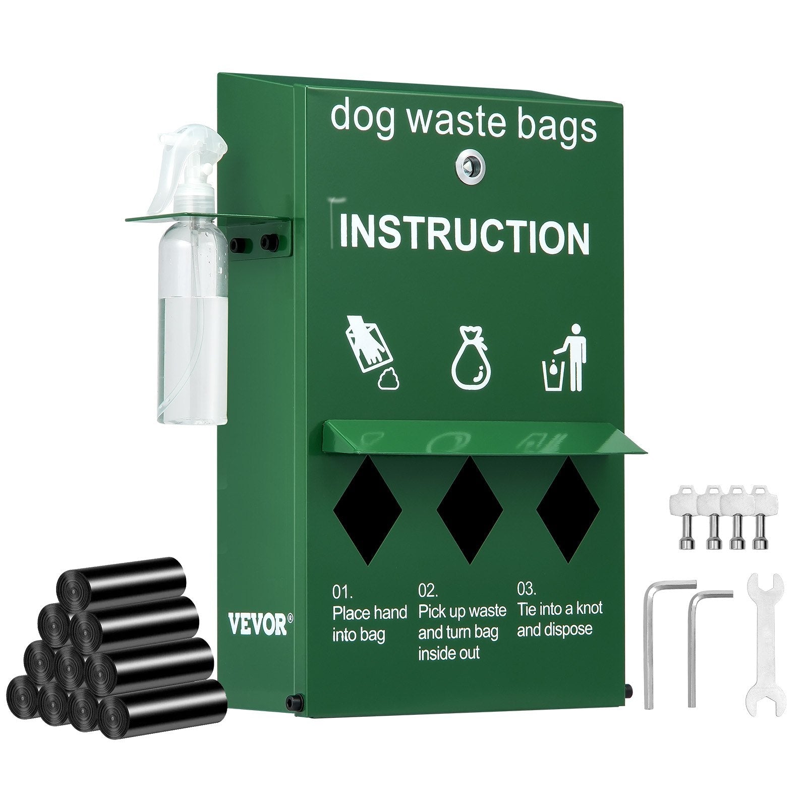 VEVOR Dog Waste Station Bag Dispenser with 600 Bags Lockable Dog Poop Bag Holder 