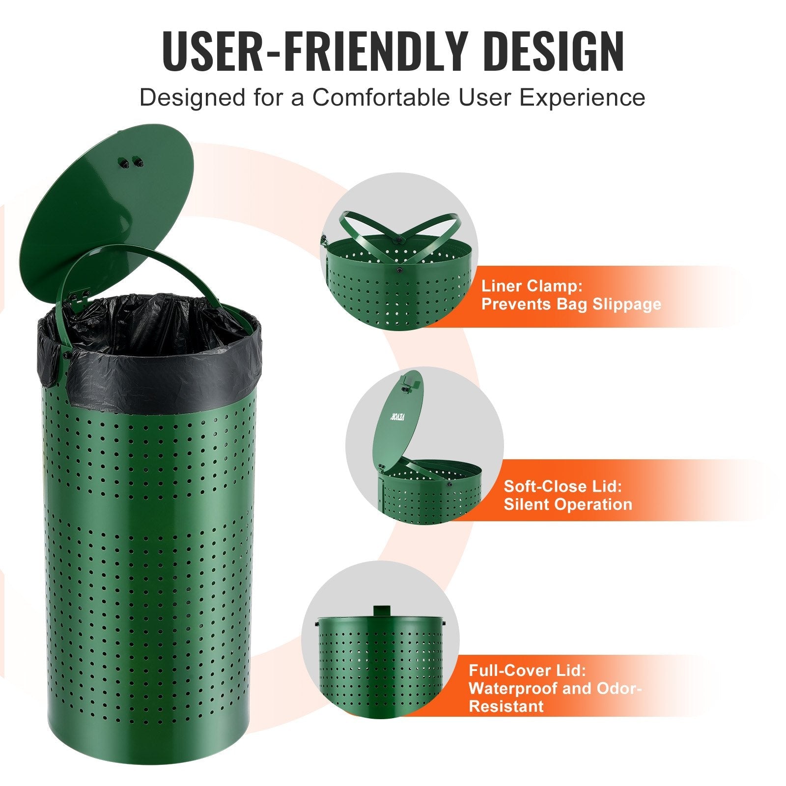 VEVOR Dog Poop Trash Can 11.5 Gallons Weather-Resistant Dog Waste Bin with Lid 